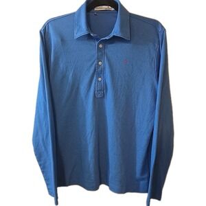 Criquet Long Sleeve Polo Shirt Mens Size Medium Blue‎ Golf Performance